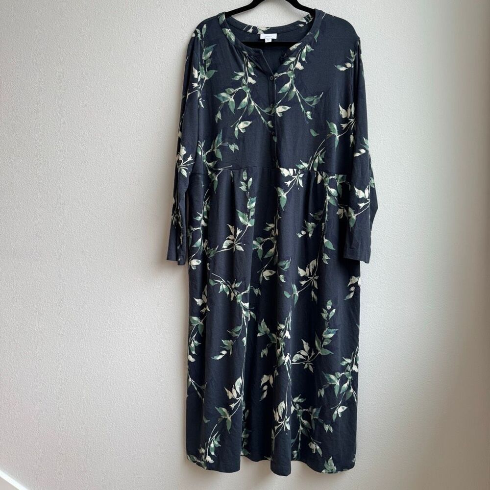 J. Jill Women's Pure Jill Dark Gray/Green Mod Jersey Stretch Knit Midi Dress 2X